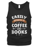 Easily Distracted By Coffee Books Reading Coffee Lover Premium T-shirt