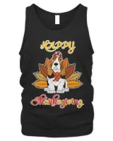 Turkey Pilgrim Riding BASSET HOUND Happy Thanksgiving Shirt