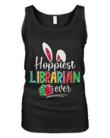Librarian Job Womens Hoppiest Librarian Ever Bunny Ears Buffalo Plaid Easter