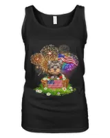 Funny Yorkshire Terrier Dogs Firework July Basket US Flag