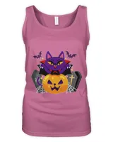 Black Cat Pumpkin V-Neck T-Shirt, tombstone coffin demon bat Kids Pullover Hoodie light color