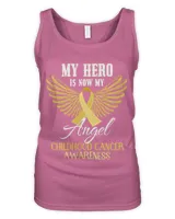 My Hero Is Now My Angel Childhood Cancer Awareness Wings T-Shirt