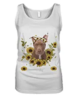 Womens Cute Pitbull Mom Sunflower Dog Mom Mother's Day T-Shirt