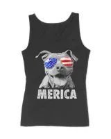 Pit Bull 4th of July Merica Men American Flag Sunglasses T-Shirt