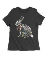 Spring Flowers Rabbit Floral Easter Bunny Women Girls T-Shirt