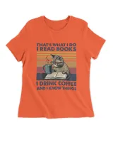 Funny Cat Drink Coffe And Reading Book Shirt, Funny Cat Gift For Girl