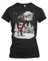 Schnauzer On Snow Christmas Moon Lighting Santa Hat12