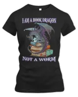 I am a book dragon not a worm Dragon Reading Books Lover tee