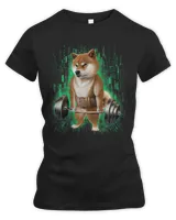 Shiba Dog Muscle Training with Barbell Shrug Bar in Cyber