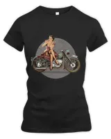 Pin up girl 1940s motorcycle retro poster WWII