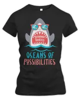 Summer Reading Tshirt Funny Student Teacher Shark Book