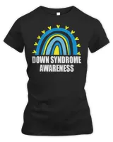 Down Syndrome Awareness Rainbow T21 Yellow Blue Ribbon T-Shirt