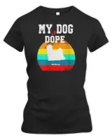 Womens Dope Dog White Silohouette Sunset Maltese V-Neck T-Shirt