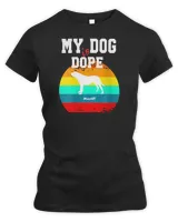 Womens Dope Dog White Silohouette Sunset Mastiff V-Neck T-Shirt