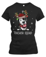 Pitbull Teacher Squad Reindeer Pitbull Dog Funny Teacher Christmas 375