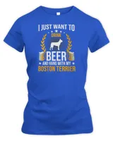 Womens Drink Beer And Hang With My Boston Terrier Dog Lover V-Neck T-Shirt