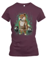 Shiba Dog Muscle Training with Barbell Shrug Bar in Cyber