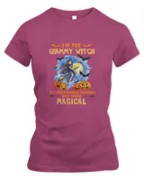 I'm the Grammy witch it's like a normal grandma but more magical, demon bats witch riding broom pumpkin Women's Premium Slim Fit Tee