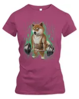 Shiba Dog Muscle Training with Barbell Shrug Bar in Cyber