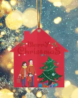 Merry Christmas Family Ornamen, Christmas gift box tree balls