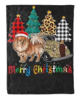 Pomeranian Leopard Plaid Truck Christmas T-Shirt