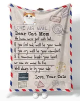 Personalized Blanket For Cat Mom, Cat Dad, Love Air Mail From Cat QTCAT120223BLKA1