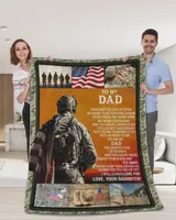 Veteran Father's Day Gifts, To My Dad Quilt Fleece Blanket