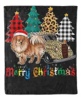 Pomeranian Leopard Plaid Truck Christmas T-Shirt