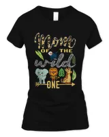 Mom Of The Wild One Zoo Mother Birthday Safari Jungle Animal T-Shirt