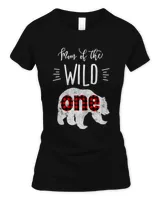 Womens Mom of the Wild One Shirt Bear Lumberjack 1st Birthday Tee