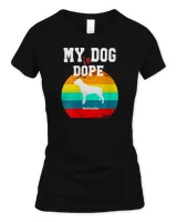 Womens Dope Dog White Silohouette Sunset Rottweiler V-Neck T-Shirt