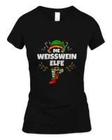 Women's White Wine Elf Funny Christmas Elf Xmas Design T-Shirt