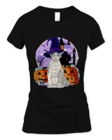 Cute Devon Rex Cat Halloween Witch Pumpkin