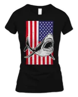 Shark Fishing 4th of July Patriotic American Flag Distressed