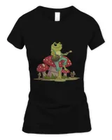 Frogs Cute Cottagecore Aesthetic Frog Playing Banjo on Mushroom6414