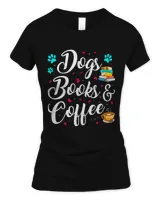 Dogs Books Coffee Funny Dog Lover Book Lover Readers Premium T-shirt