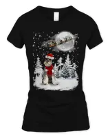 Schnauzer On Snow Christmas Moon Lighting Santa Hat12