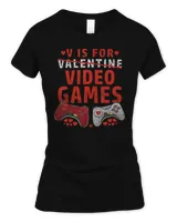 V Is For Video Games Funny Gamer Kids Boys Valentines Day