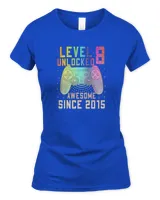 Level 8 Unlocked 8th Birthday 8 Year Old Boy Gamer 8 yr Bday