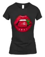 Sexy Strawberry Lips Red Lipstick Woman Strawberries Mouth