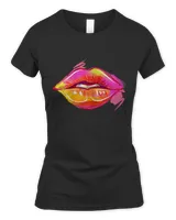 Womens Women Sexy Colorful Graphic Lips Tshirt Women Printed Lips