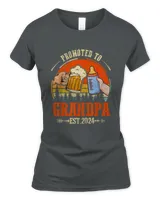 Promoted to Grandpa Est 2024 Retro Fathers Day New Grandpa T-Shirt