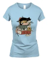 Cute Book Cat Floral Shirt