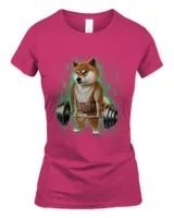 Shiba Dog Muscle Training with Barbell Shrug Bar in Cyber