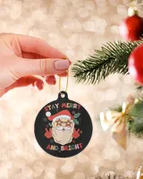 Retro Christmas Stay Merry and Bright Ornament - Prague