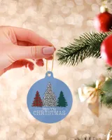 Merry Christmas Trees Ornament - Circle