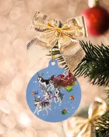 Merry Christmas with Husky Reindeer Ornament - Circle