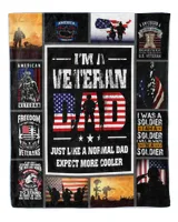 Veteran Father's Day Gifts, I'm A Veteran Dad Just Like A Normal Dad Expert More Cooler Quilt Fleece Blanket