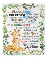 Personalized Hi MOMMY  Cute Baby Giraffe ,  Gift  for Newmom, Safari Baby Shower, Jungle Nursery Blanket