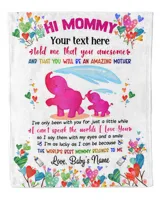 Personalized Hi Mommy Cute Baby Pink Elephant Girl ,  Gift  for Newdad, Baby Shower Gifts